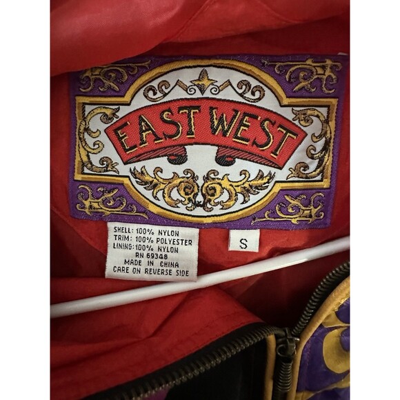 Vintage 90s Colorblock Windbreaker Jacket Abstract Print Zip Small Baroque - Picture 3 of 6